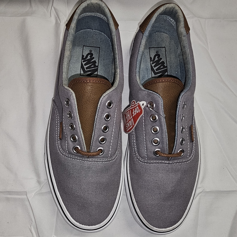 Vans Men's Gray and Brown Canvas Sneakers